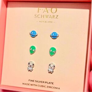 FAO Schwarz Alien and Planet Earrings Set
